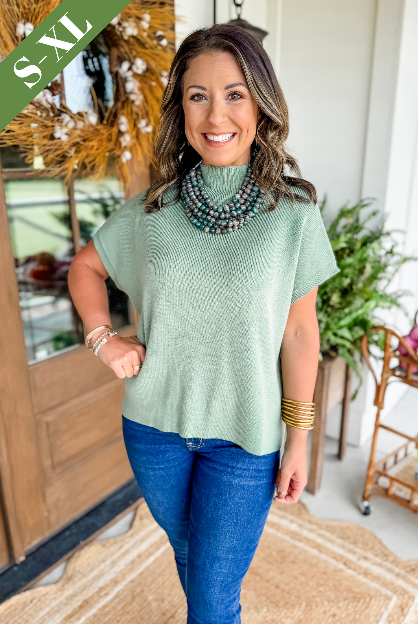 Just a Feeling Sweater Top in Sage