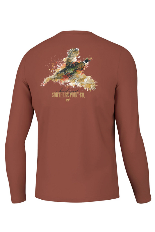 Southern Point SPLATTER SERIES PHEASANT LONG SLEEVE TEE in Chili Oil