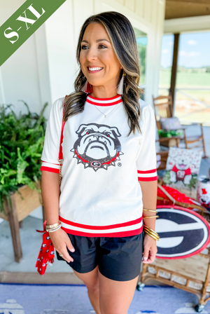 UGA Sequin Varsity Sweater Top