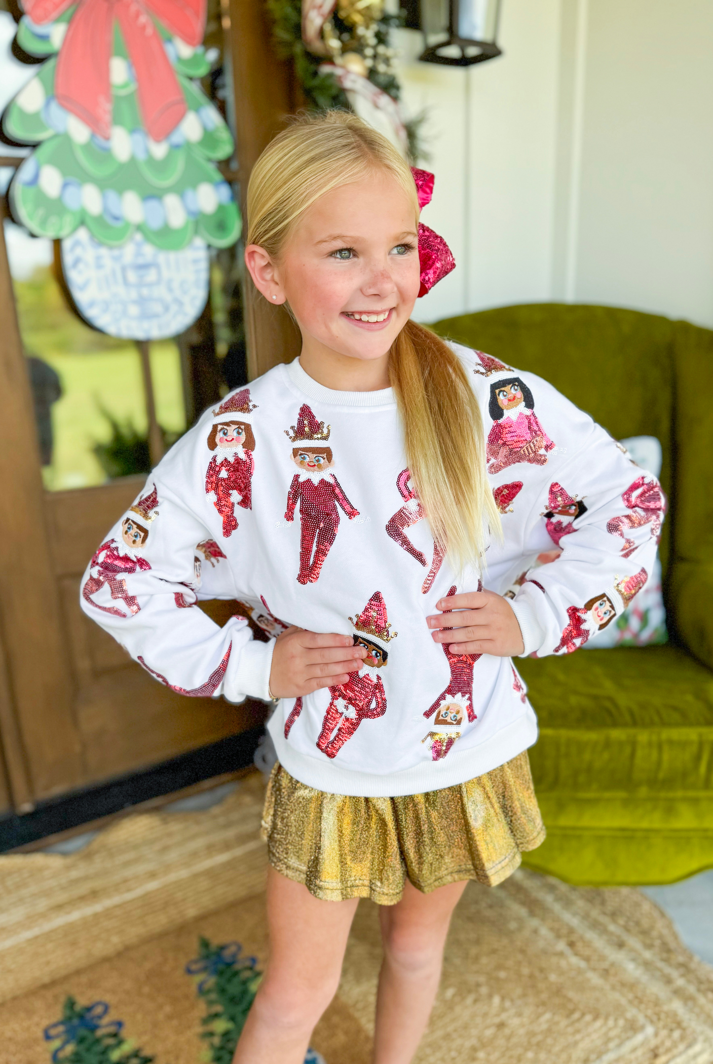 Queen of Sparkles Kids Elf on the Shelf Sweatshirt