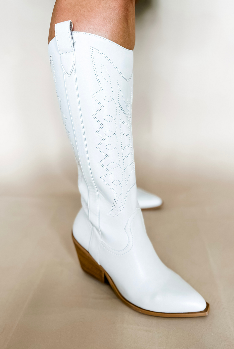 Wide white clearance boots