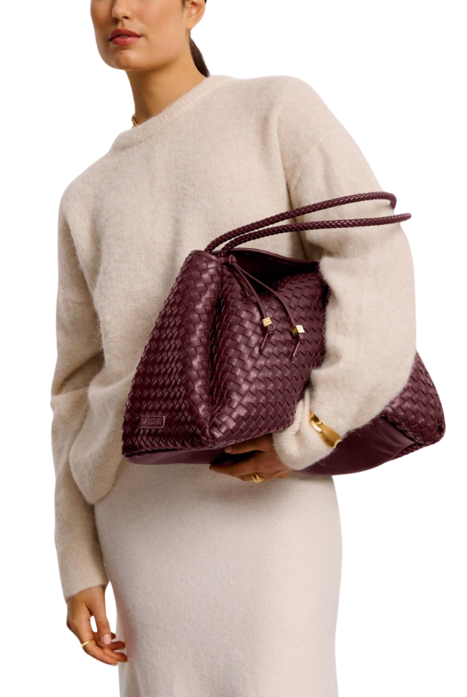 Katie Loxton | Nova Hand Woven Large Shoulder Bag in Cherry