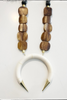 Black Wood & African Bone Beaded Pendant Necklace