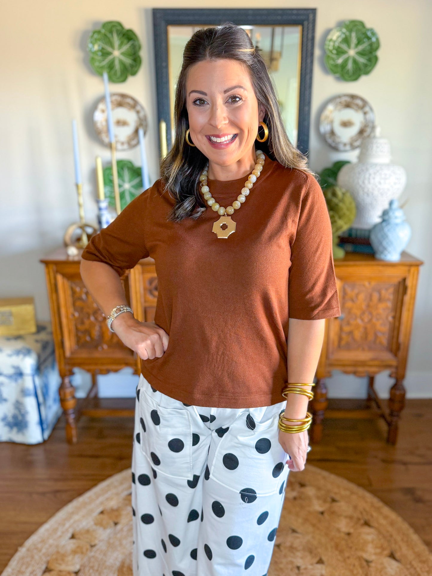 Signature Knit Top in Brown