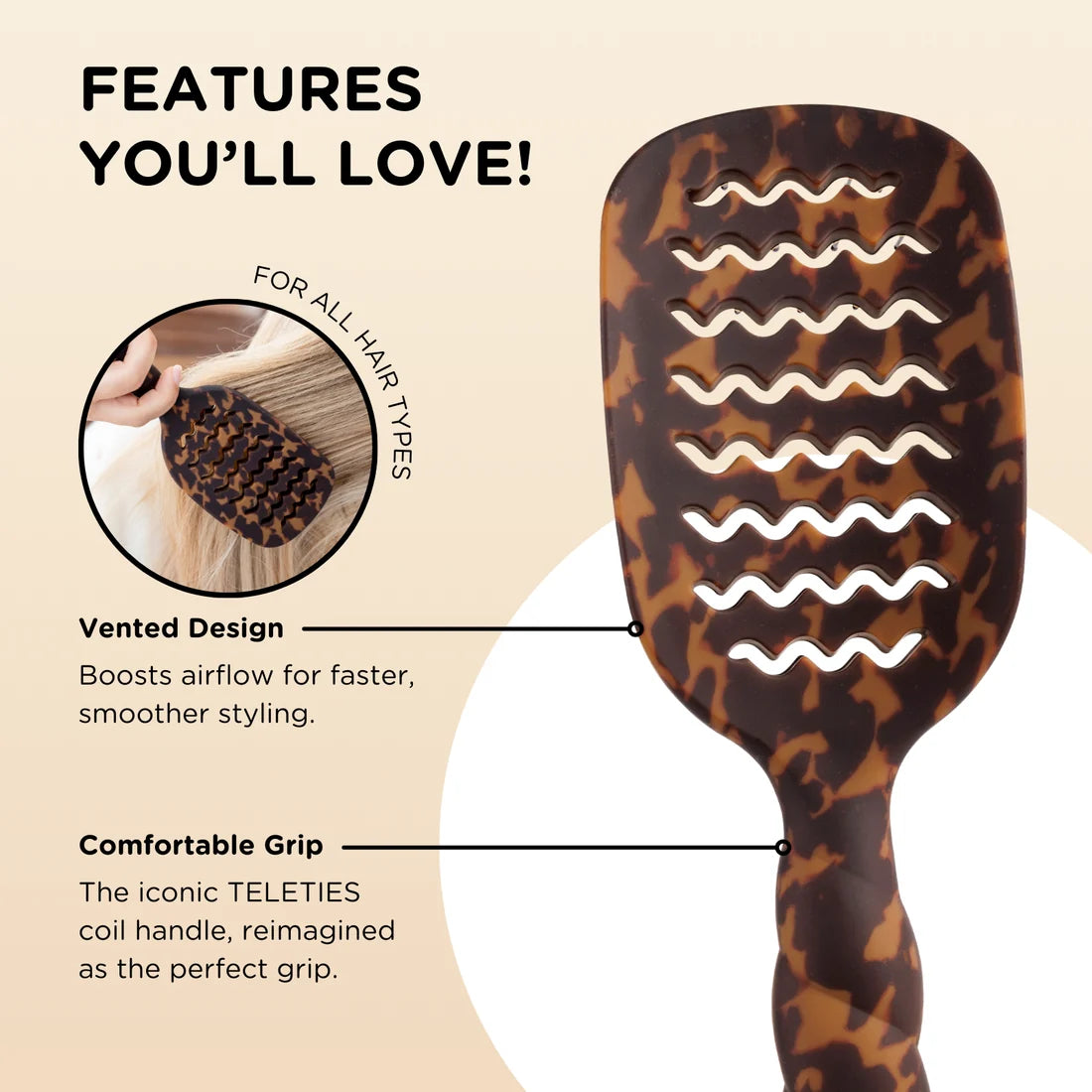 Teleties | Vented Hair Brush in Tortoise