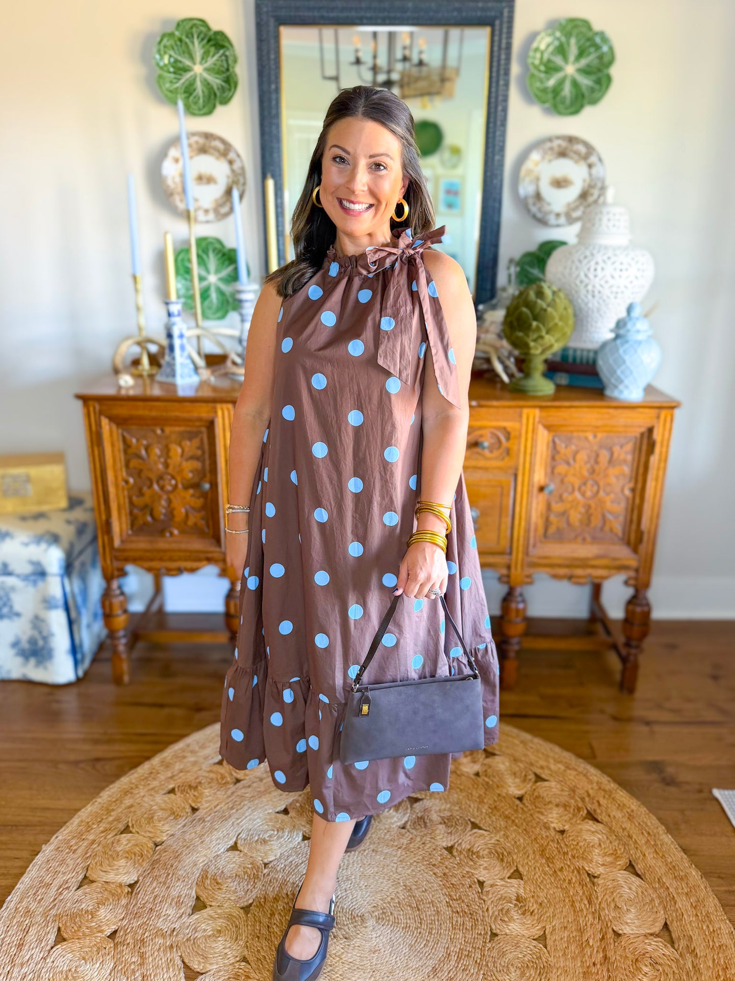 Brown Sugar Halter Dot Dress