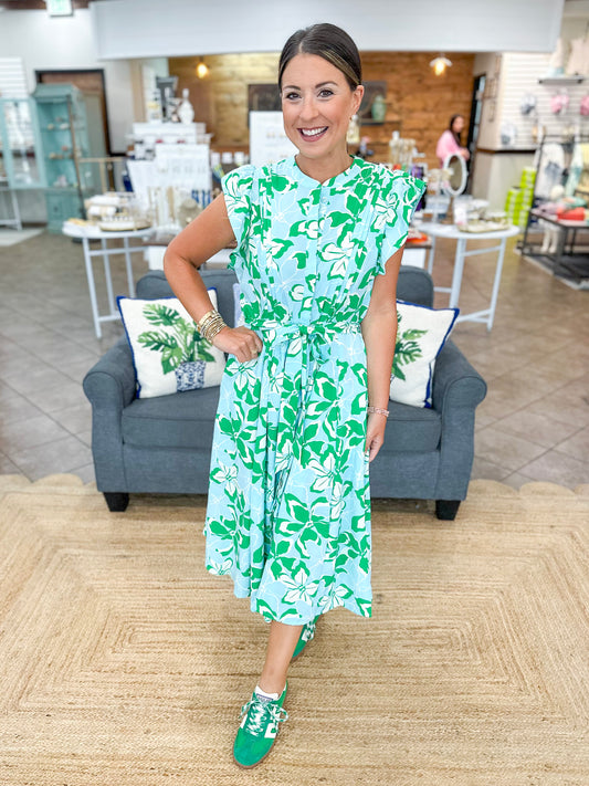 Mary Square Jenn Dress | Tropical Bouquet Green
