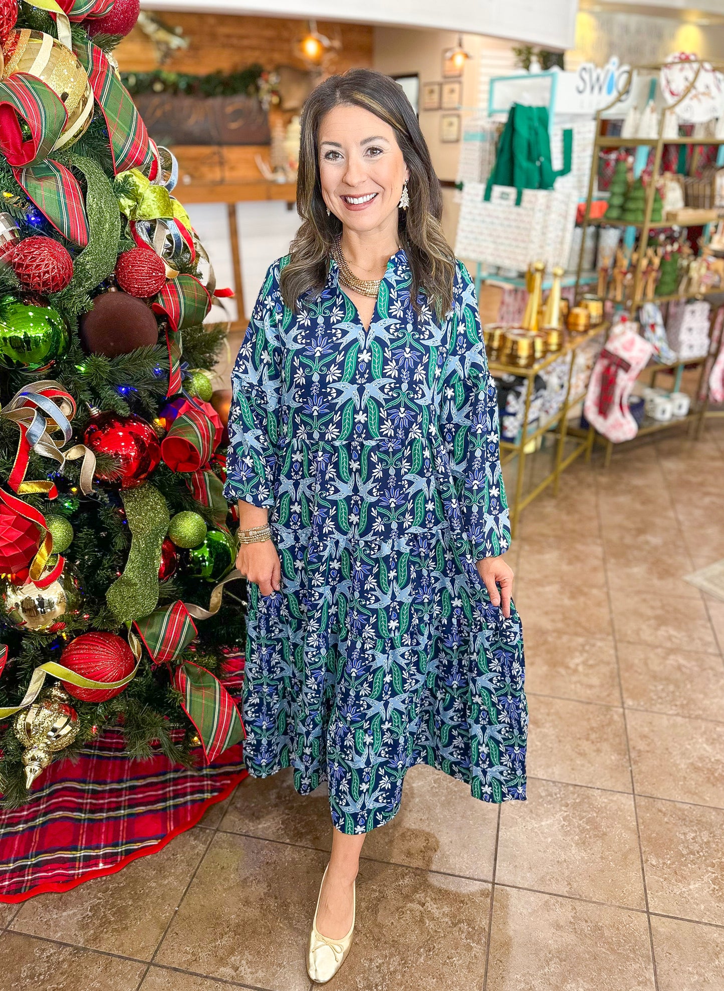 Mary Square Christina Dress in Gossamer Wings Navy