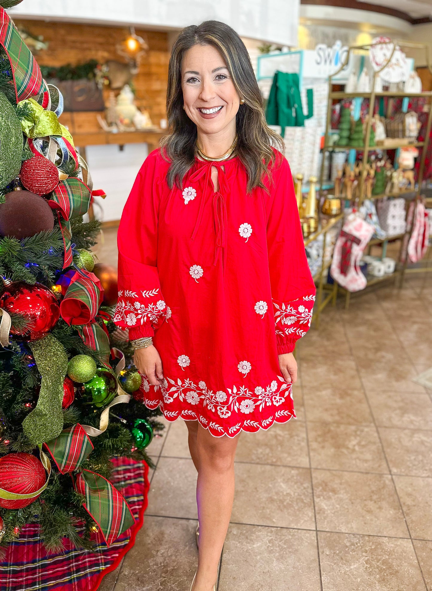Harvest Petals Mini Dress in Red