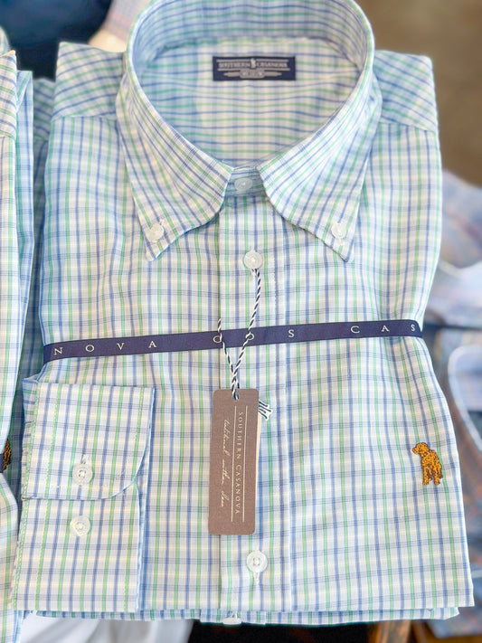 Southern Casanova | Cotton Button Down in Water Vapor Check