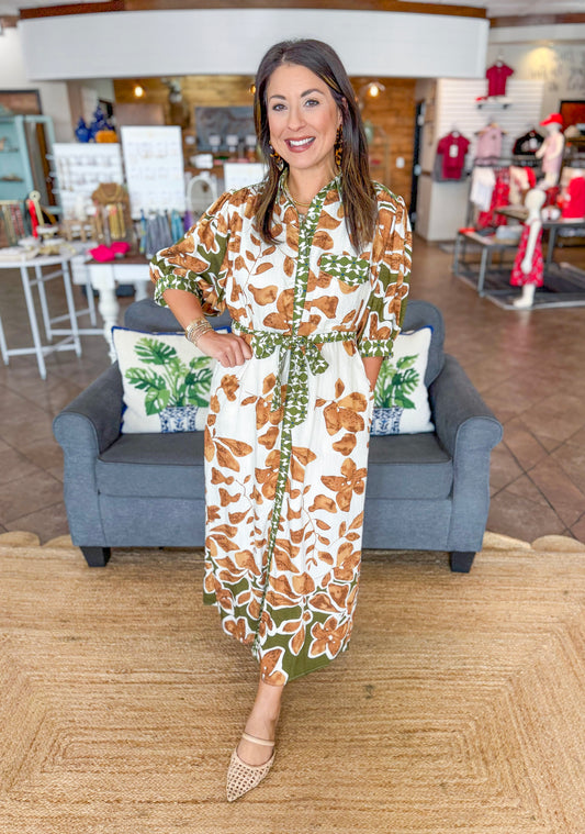 Muted Blooms Midi Dress