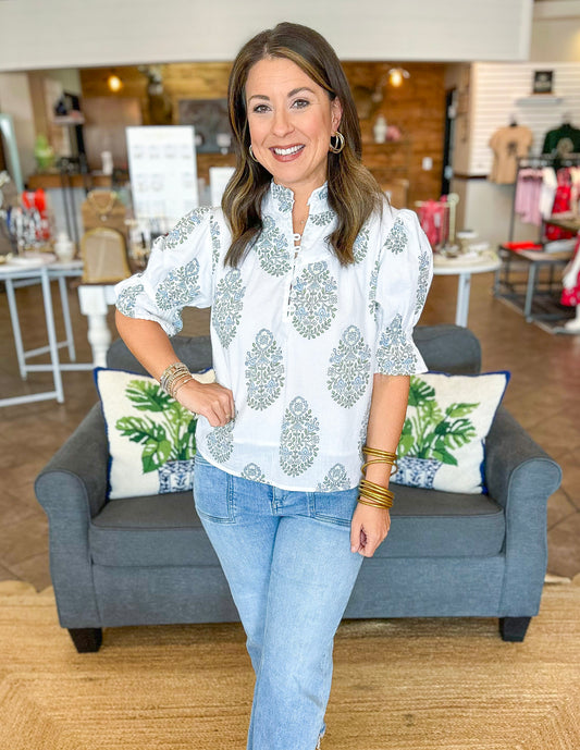 Victoria Dunn Ellie Blouse in Glacier