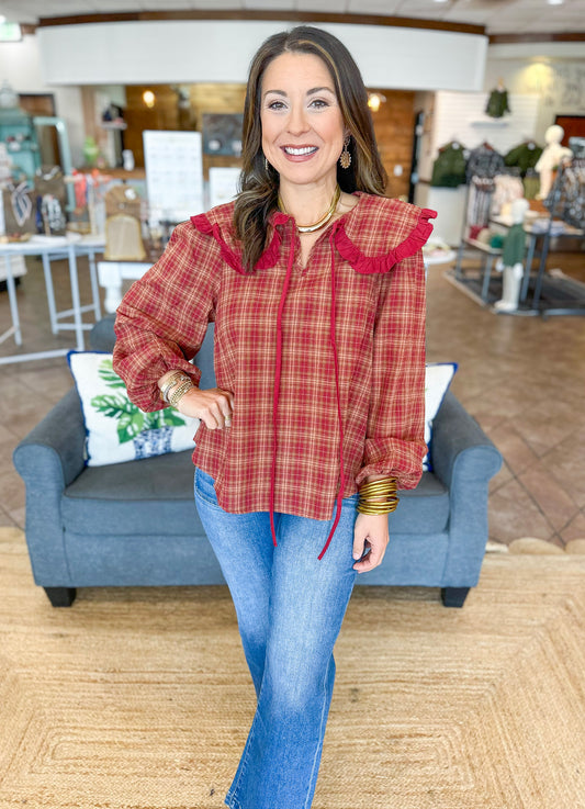 Tartan Season Top in Rust