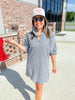 Adrienne Charlotte Dress in Black Seersucker Gingham
