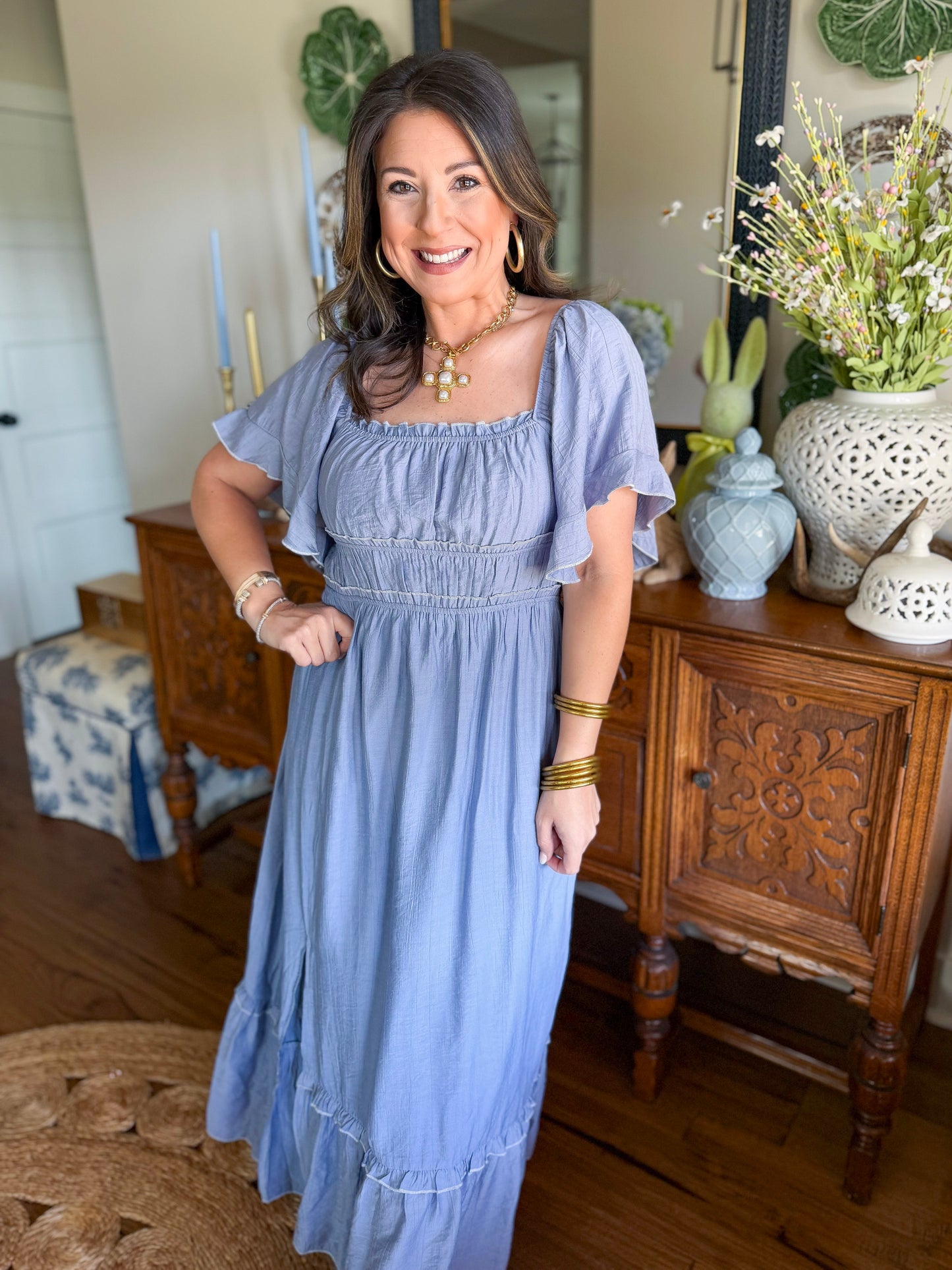The Blue Hydrangea Midi Dress