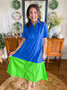 Caryn Lawn I Millie Colorblock Dress in Blue + Green
