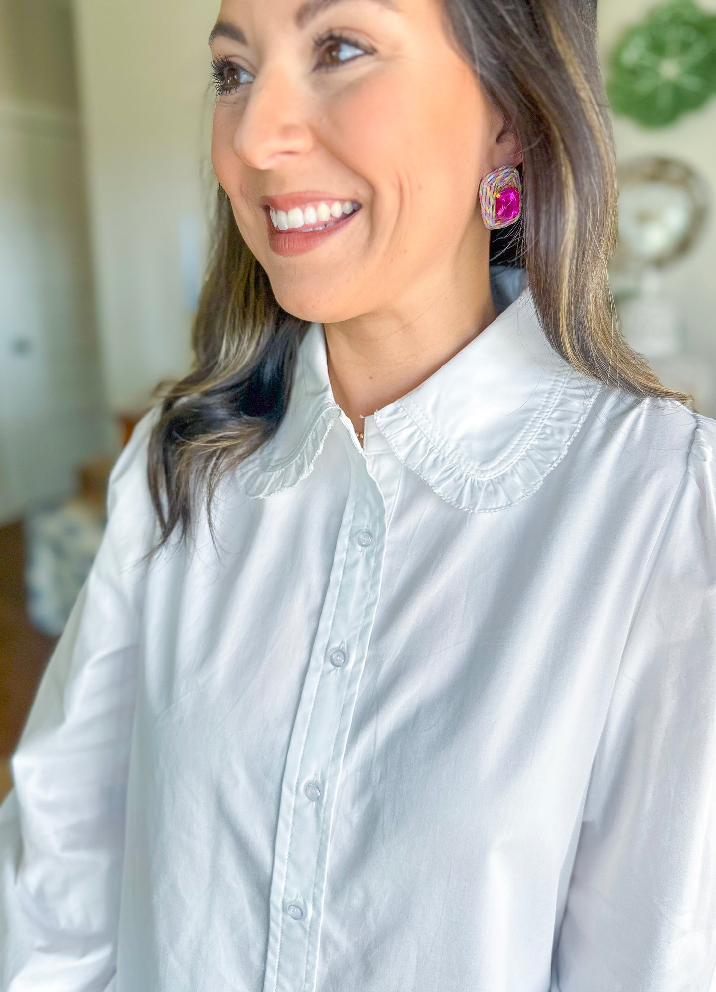 The Charlotte Ruffle Collar Top in White