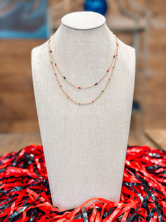 Lacy Necklace in Red + Black