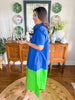 Caryn Lawn I Millie Colorblock Dress in Blue + Green