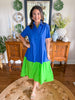 Caryn Lawn I Millie Colorblock Dress in Blue + Green