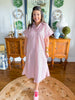 The Lexington Stripe Dress in Pink & Brown
