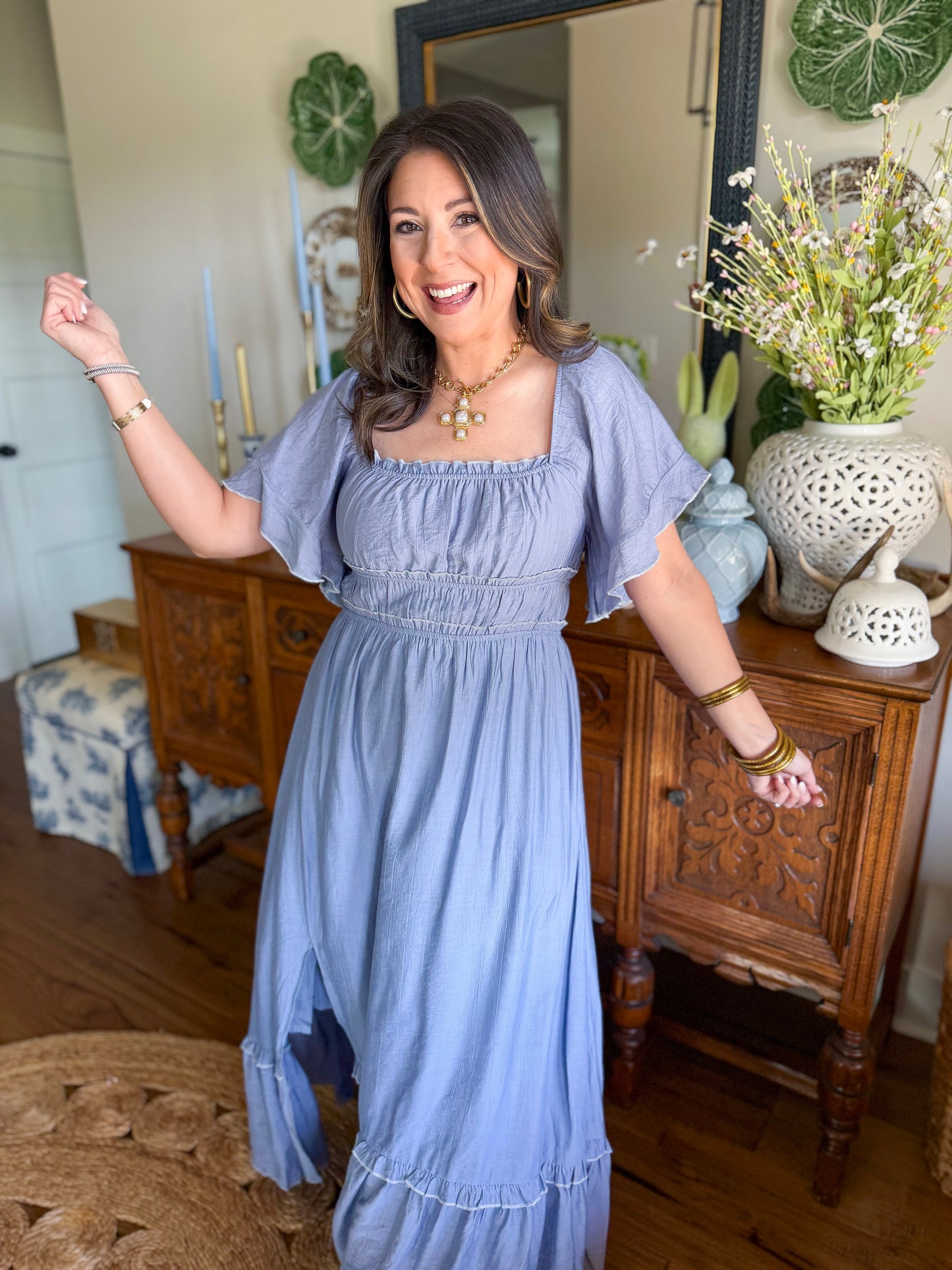 The Blue Hydrangea Midi Dress