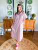 The Lexington Stripe Dress in Pink & Brown