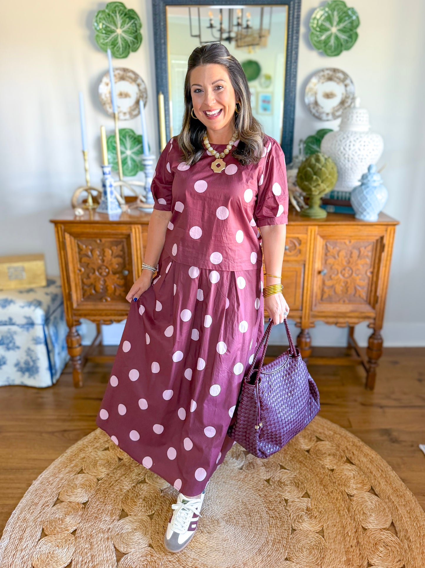 Burgundy & Blush Dot Set