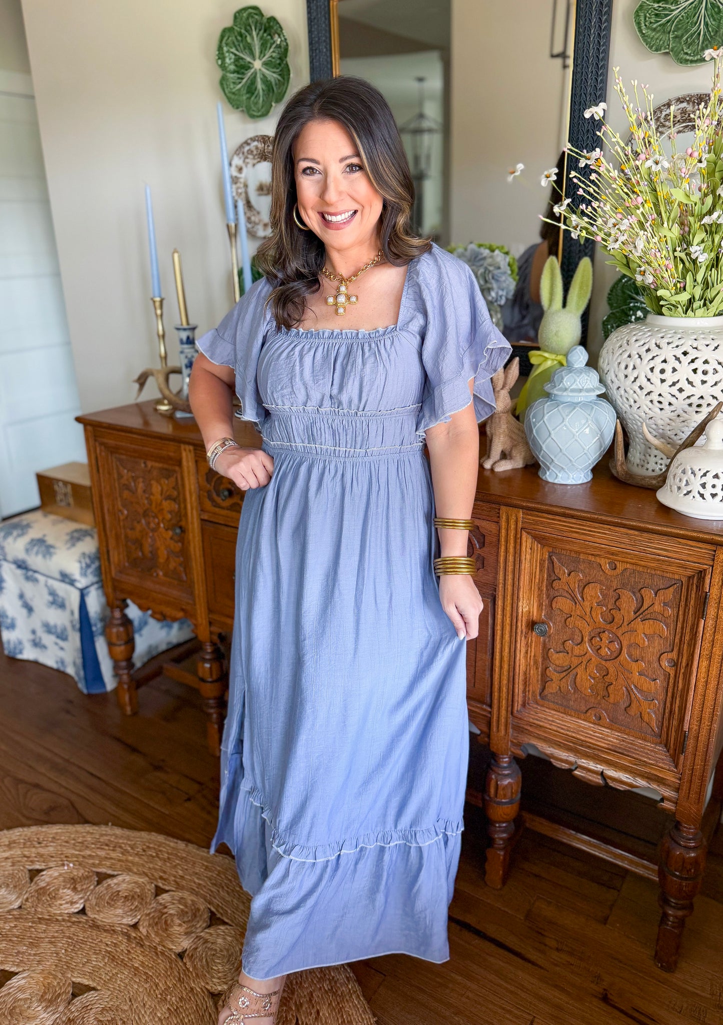 The Blue Hydrangea Midi Dress