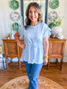 City Lights Cinched Top in Sky Blue