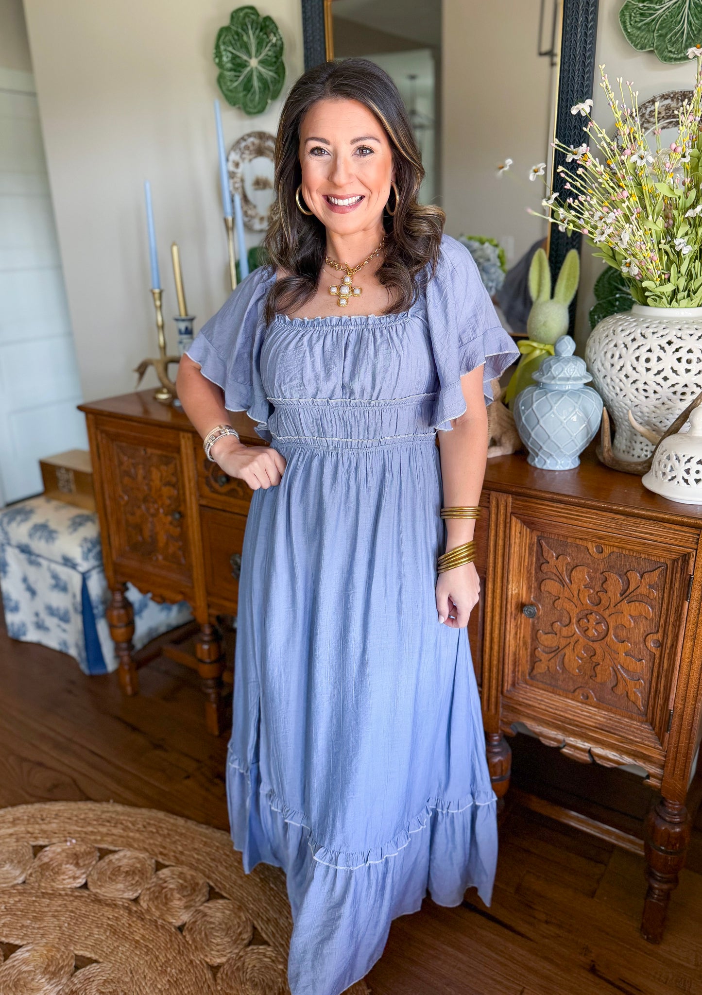 The Blue Hydrangea Midi Dress