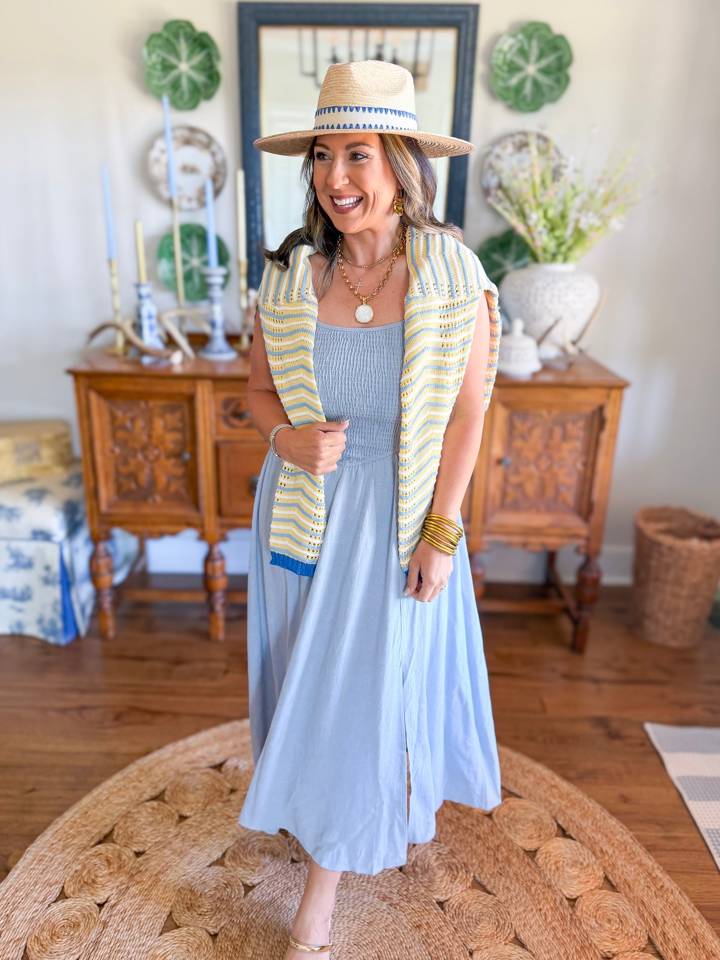 The Drift Midi Dress in Light Blue