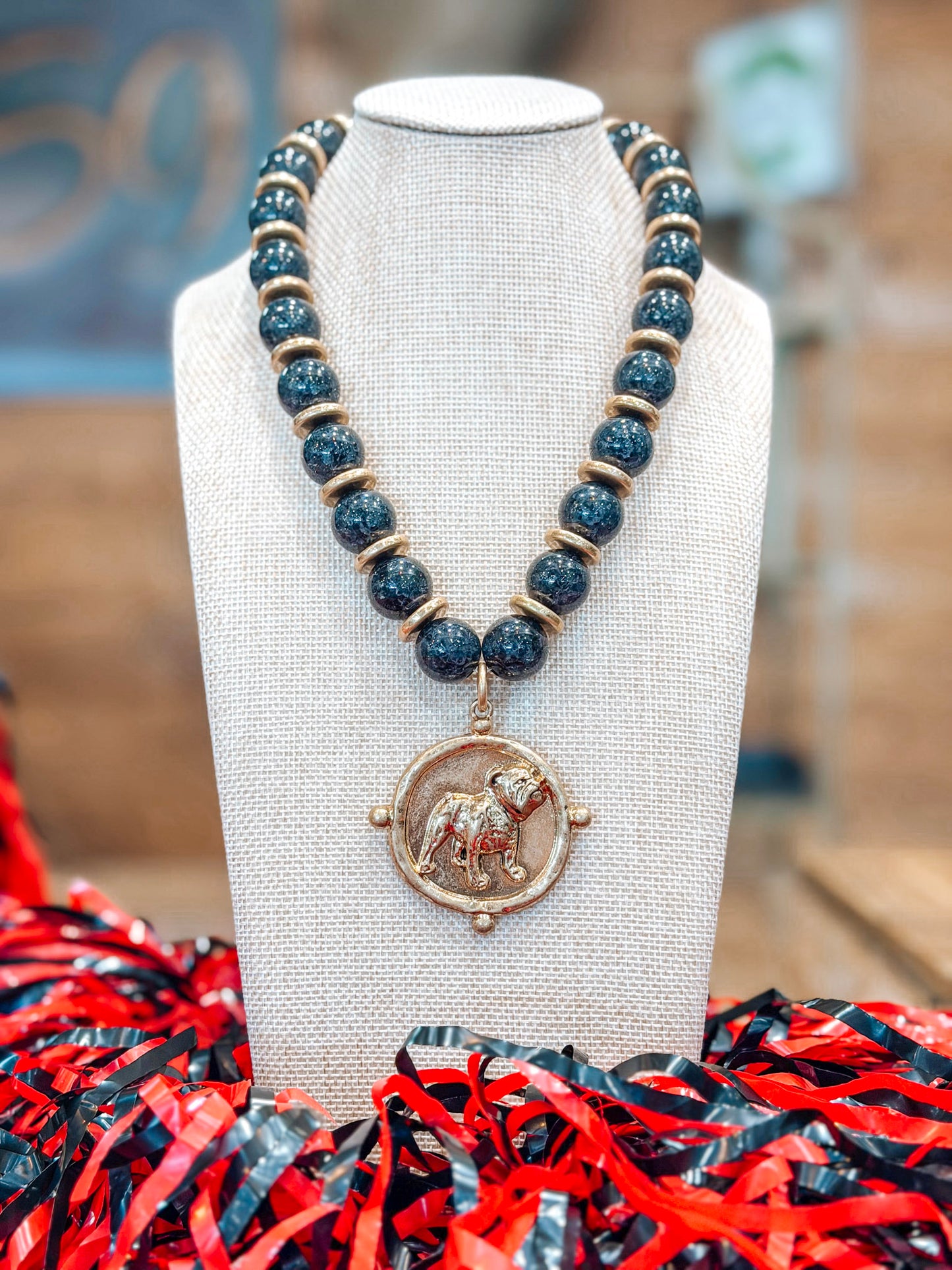 Glory Bound Bulldog Necklace in Black
