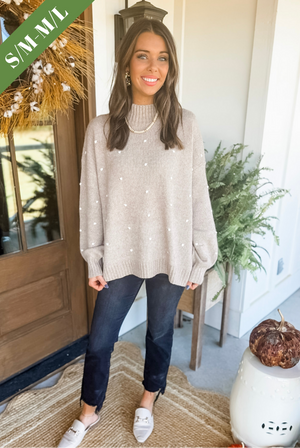 Mud Pie Novie Pom Pom Sweater in Tan