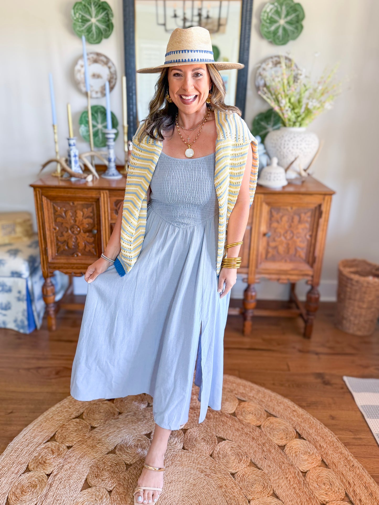 The Drift Midi Dress in Light Blue