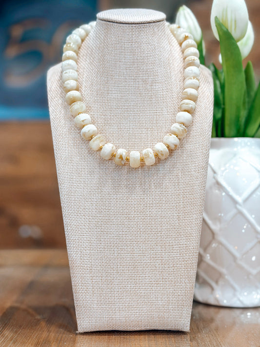 Lainey Beaded Necklace in Cream