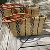 Blue Stripe Straw Tote- Medium