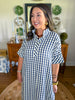 Navy Market Check Dress