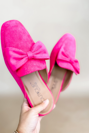 Corky's Hello Fall Bow Loafers in Fuchsia Suede