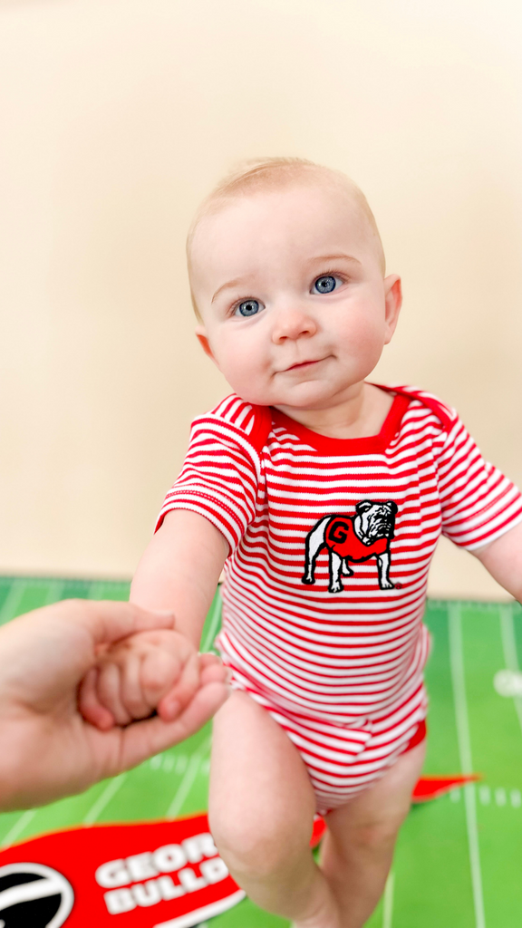 Infant Georgia Red & White Striped Bodysuit