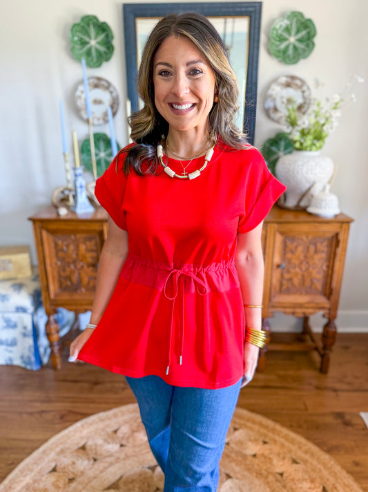 City Lights Cinched Top in Red