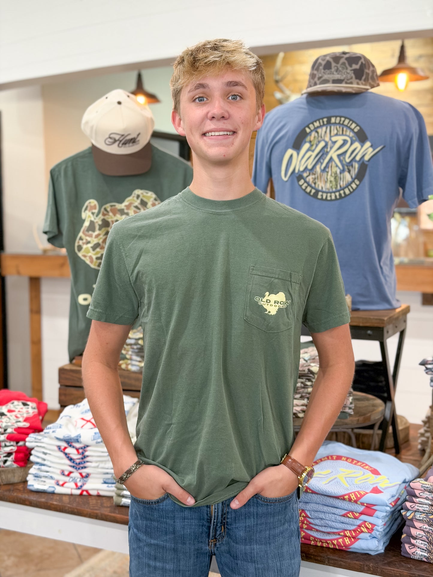 Old Row | Camo Turkey Pocket T-Shirt in Moss