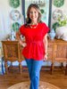City Lights Cinched Top in Red