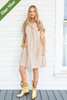 Caryn Lawn Emily Dress Khaki Stripe