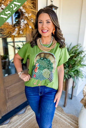 Queen of Sparkles Olive Green Big Turkey Tee