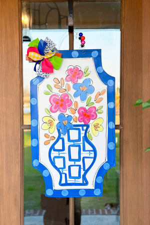 Blue Floral Door Hanger