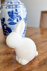 Flocked Pastel Seated Bunny With Pom Pom Tail