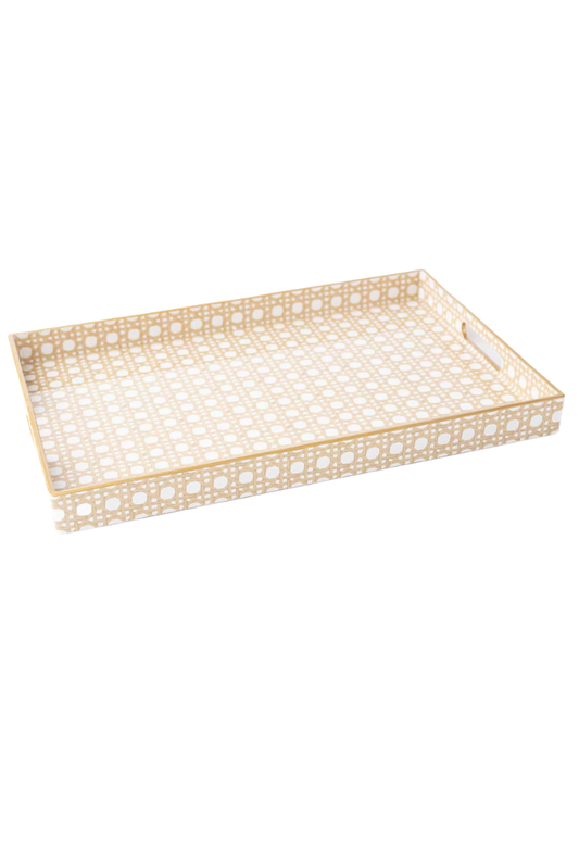 Tan Cane Rectangle Tray