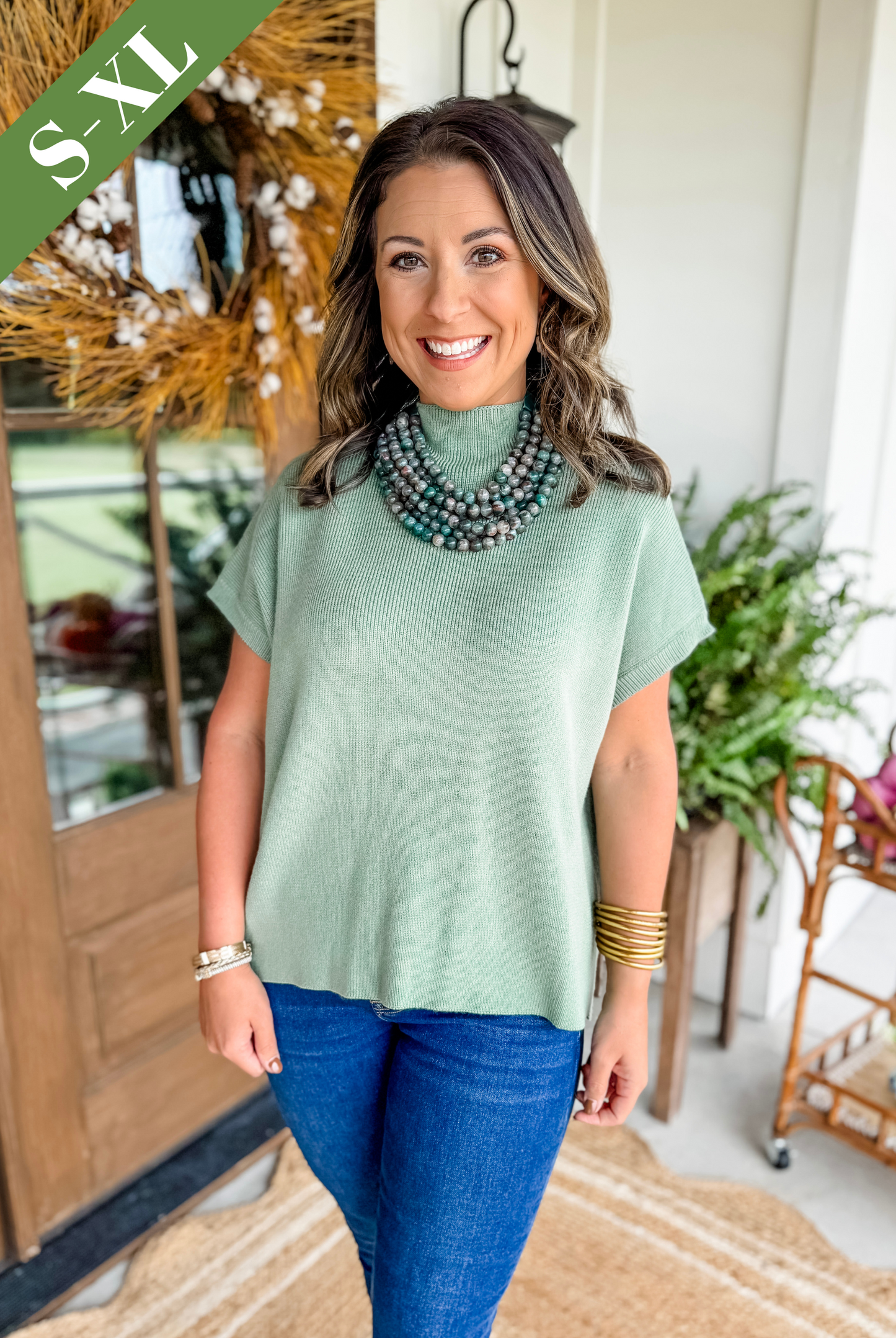 Just a Feeling Sweater Top in Sage