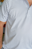Southern Point Horizon Stripe Performance Polo in White/Elderberry